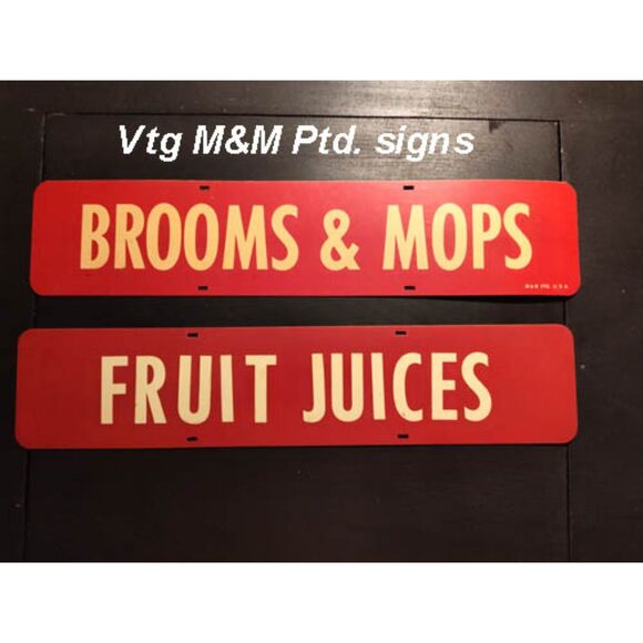 Vtg pair of old plastic signs M&M Ptd - Picture 1 of 9